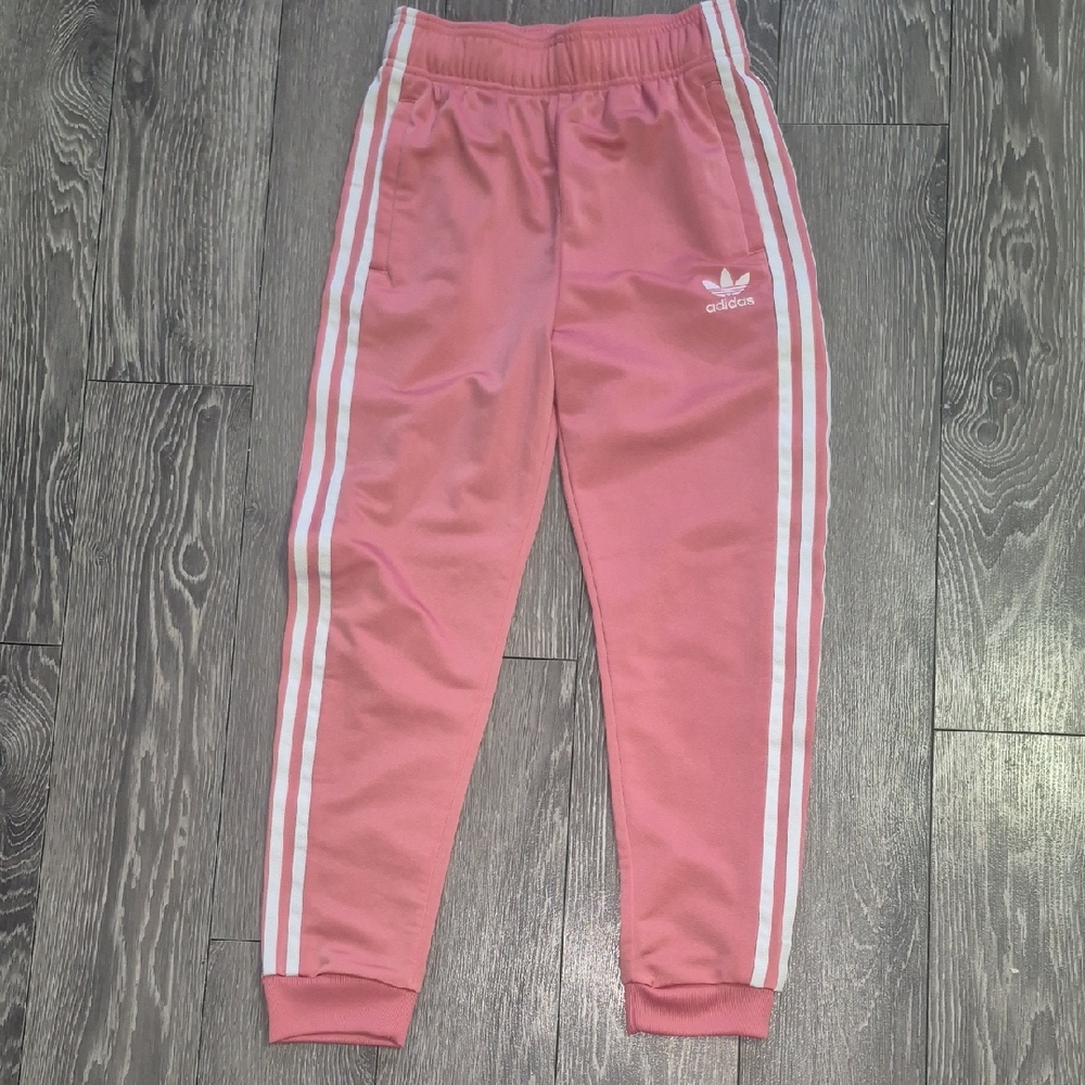 🍀5/30🍀Adidas Kids Pink Joggers with White Stripes